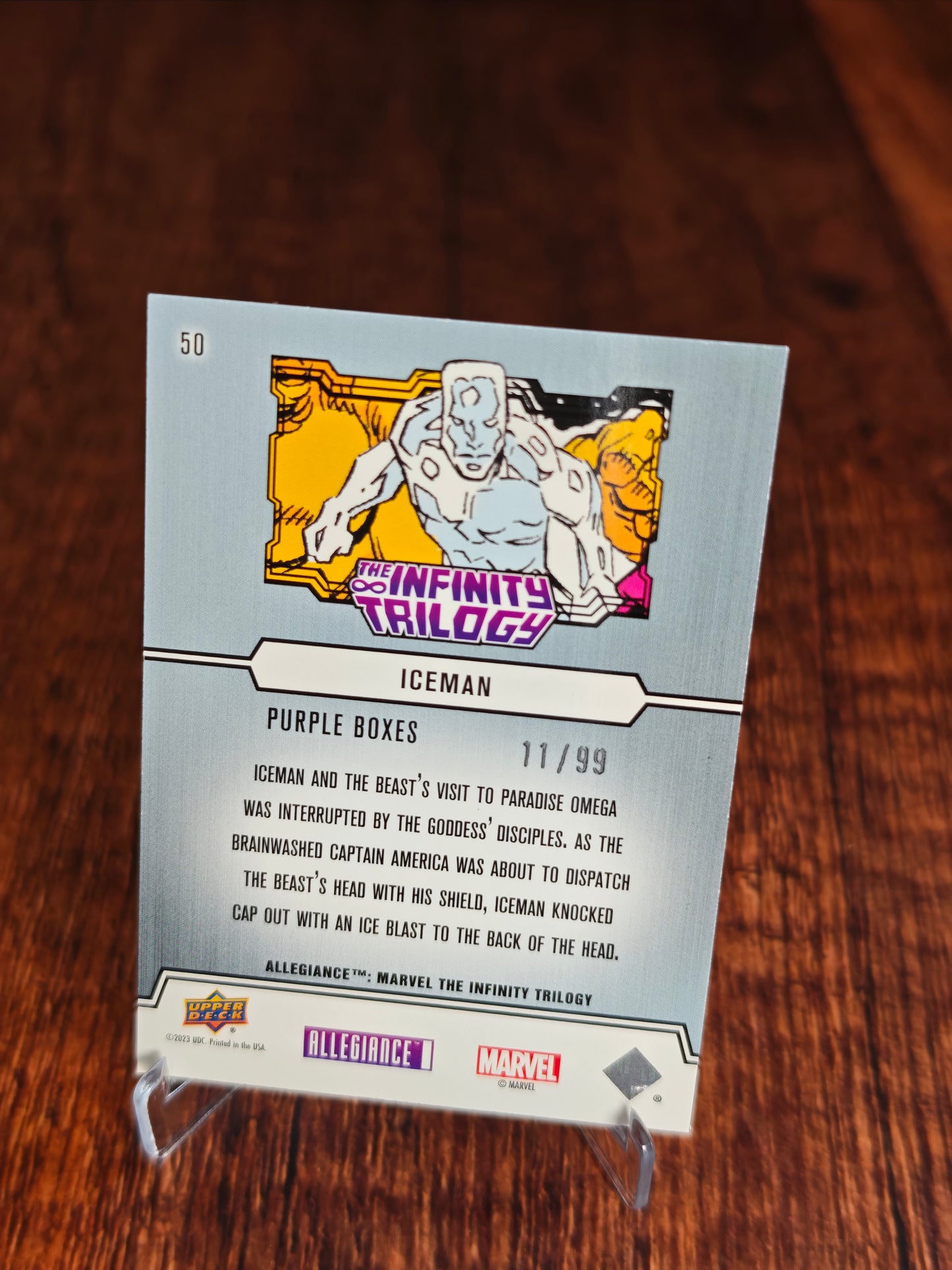 2023 Upper Deck Marvel The Infinity Trilogy Iceman Purple Boxes /99