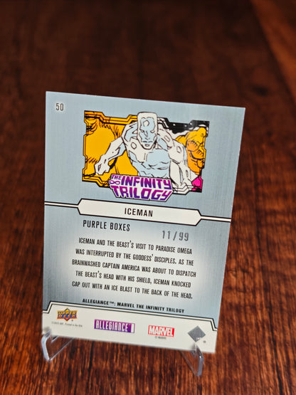 2023 Upper Deck Marvel The Infinity Trilogy Iceman Purple Boxes /99